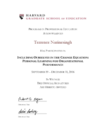 1 Harvard University Certificate_2016_Dr Terrence Narinesingh_Organizational Performance