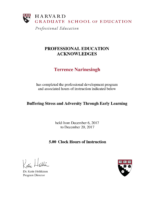 2 Harvard University Certificate_2017_Dr Terrence Narinesingh_Early Learning