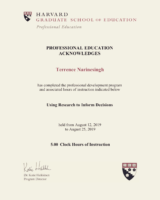 6 Harvard University Certificate_2019_Dr Terrence Narinesingh_Using Research